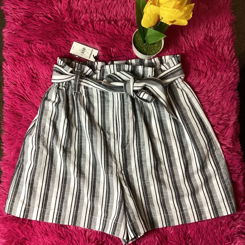 Express Striped Black and White Women's Shorts size small perfect for